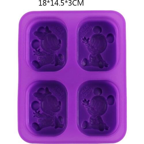 4 Holes Cartoon Mouse Shape Soap Slicone Mold For DIY CupCake Jelly Chocolate Candy Pastry Dessert Soap Bakeware Kitchen Tool