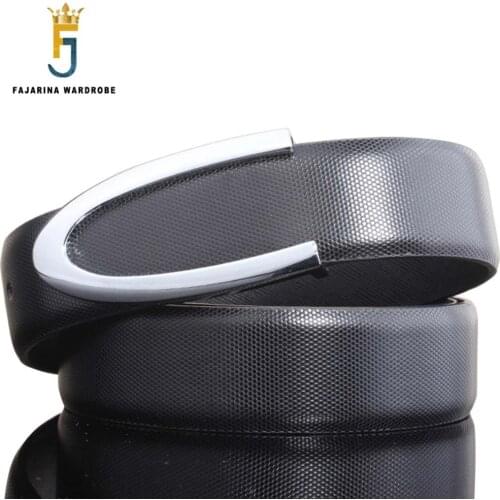 FAJARINA Genuine Leather Belt Men Quality Mens Belts Arrow Design Smooth Buckle Waist Belt for Men Fashion Styles Man AUTBT009