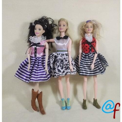N-25 1-set Doll Bow Skirt Clothes Girl DIY for 1/6 OOAK Beauty Dolls Dress A Brand Head As Gift If 3sets or More
