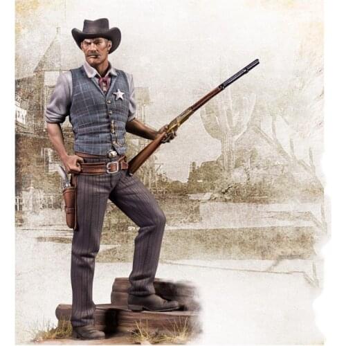 Unpainted Kit 1/24 75mm US Marshal 1883 with base 75mm soldier Resin Figure miniature garage kit