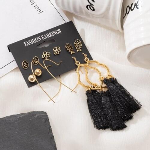 New Fashion Korean Tassel Dangle Drop Earrings For Women Geometric Boho Heart Gold Earrings 2020 Set Wedding kolczyki Jewelry