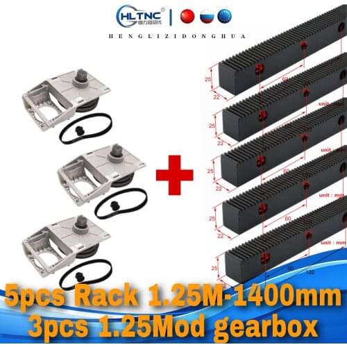 New kit 5pc 1.25 mod straight rack / helical rack length 1400mm+3pc NAME34 spur gearbox for engraving machine