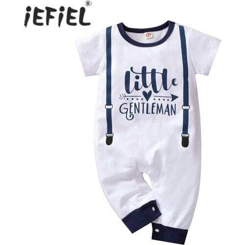 Baby Boy Clothes Cotton Handsome Rompers Little Gentleman Letter Print Outfit Newborn One-piece Clothing Jumpsuit Party Suit