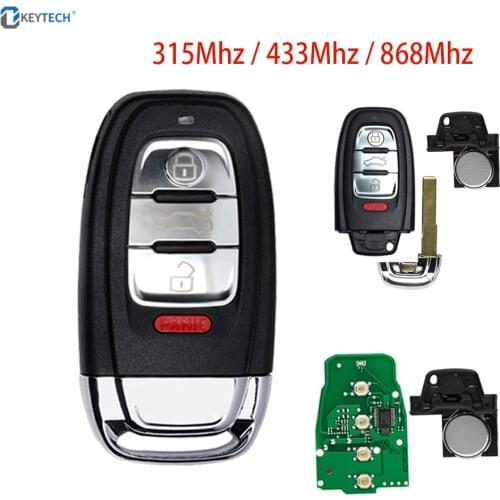 OkeyTech 4Buttons New Replacement Remote Control Car Key For Audi Q5 A4L A5 A6 A7 A8 RS4 RS5 S4 S5 With 315Mhz/433Mhz/868Mhz