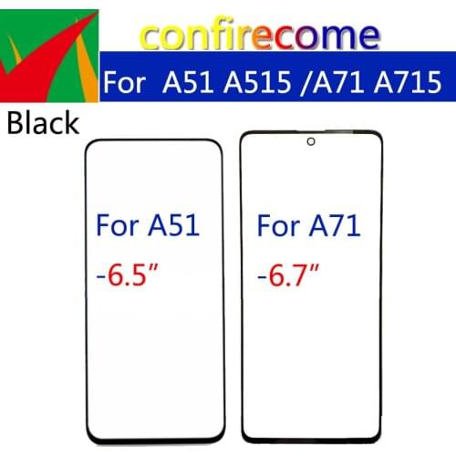 10Pcs\lot For Samsung Galaxy A51 A515 A71 A715 Front Touch screen Panel LCD Display Out Glass Cover Lens Repair Replace Parts