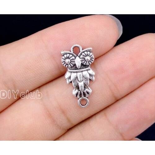 100pcs-Antique Tibetan Silver Owl Connector Charms, Jewelry Finding 21x11mm