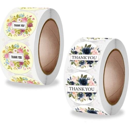 25mm Cute Flowers Thank You Sticker Baking Envelope Gift Holiday Decoration Seal Label Wedding Birthday Party Stationery Sticker