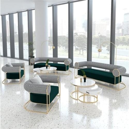 Nordic Milk Tea Shop Dessert Cafe Rest Area Table and Chair Set,Fashion Beauty Salon Single and Double Three-seat Sofa