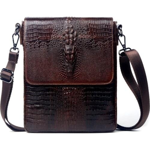 Vintage Genuine Leather Shoulder Bags For Men Business Messenger Bag Mens 7.9'' Handbags male Travel Crossbody Bags Tote Wallet