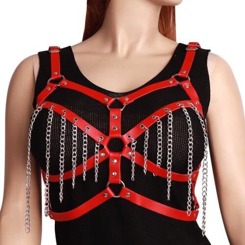 PU Leather Punk Waist Straps Chest Stylish Accessories Harness Fashion Body Bondage Gothic Dance Rave Wear Women Harness Belts