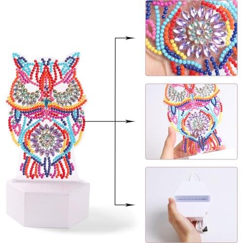 ZOOYA DIY Diamond Painting Led Light Lamp Special Shaped Animal Owl Diamond Mosaic Cross Stitch Embroidery Diamond Art Home Gift