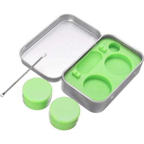 1pc Wax Tool Kits Silicone Jars Dab 4 in 1 Non-stick Container w/ Stainless Steel Tools Wax Containers