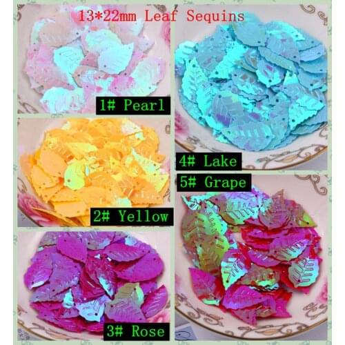13*22mm Flat Leaf Sequins for Crafts Scrapbook Diy Handmade Project With 10 colors for option