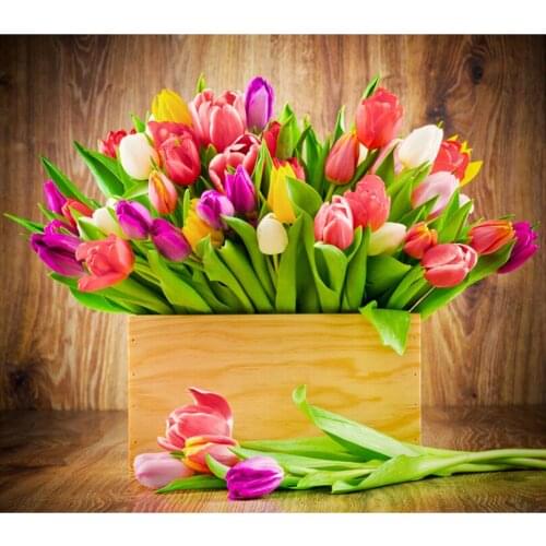 2017 diy 5d diamond painting embroidery square diamond tulip flower cross stitch kits diamond mosaic home decor gift HL768