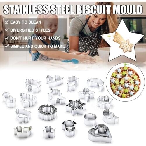 22pcs/set Cookie Cutter Biscuit Press Stamp Embosser Sugar Pasty Cake DIY Baking Mould Pasteleriay Accesorios Baking Tools