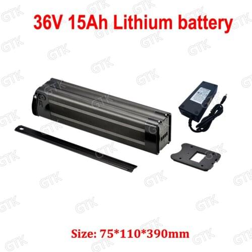 36V 15Ah Lithium battery pack electric bike battery Black silver fish 36V 12ah 500W electric motorcycle 600w ebike Rear rack