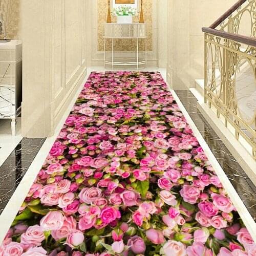 3D Flower Corridor Living Room Home Decoration Hotel Corridor Carpet Entrance / Corridor Non-slip Doormat Bedroom Floor Mat