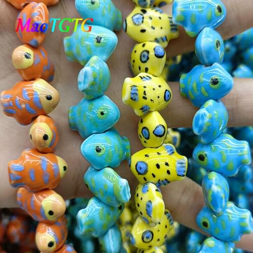5pcs Hand-painted Fish Ceramic Beads For Jewelry Making Necklace Earrings 18x14mm DIY Ceramic Loose Spacer Bead Accessories
