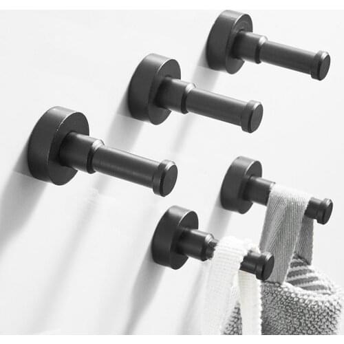 Bathroom Aluminum Black Robe Hooks Wall Hook Wall Mounted Towel Hook Wall Hanger Clothes Coat Hook Bathroom Hardware
