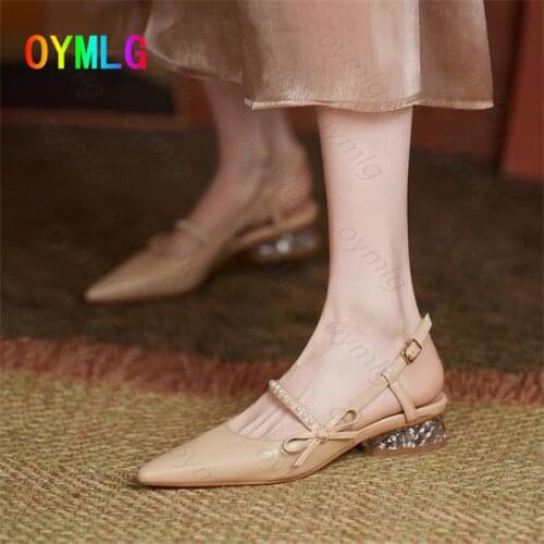 2021 summer new Korean version of Mary Jane Baotou pearl high heel sandals fashion all-match small pointed toe sandals