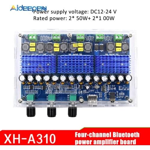 Bluetooth 5.0 TPA3116D2 4 Channel 50Wx2+100Wx2 Digital power amplifier board Stereo Dual Bass Subwoofer Home Theater XH-A310