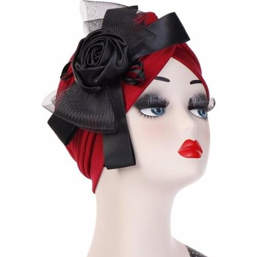 Muslim Head Beanie Winter Hats For Ladies Women India Hat Mesh Flower Cancer Chemo Hat Turban Head Cap Bonnet Headdresses