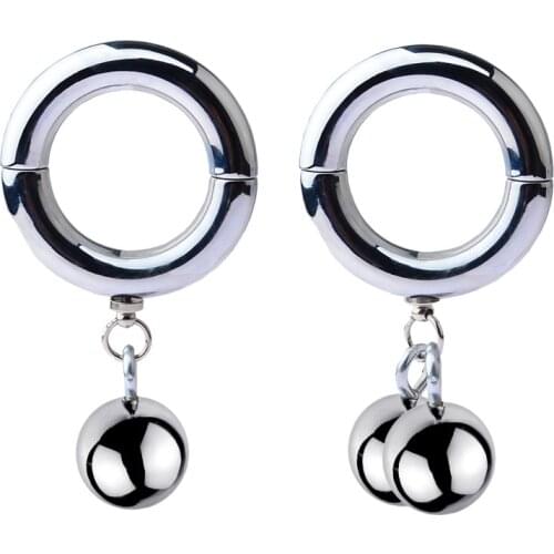 Penis Cock Ring Male Chastity Device Adults Sex Toys for Men Metal Ball Heavy Weight Hanger Stretcher Penis Extender Enlargement
