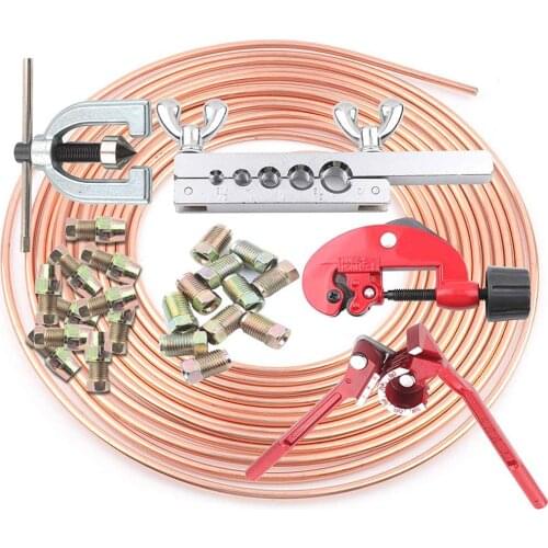 Brake Pipe Repair Kits Accessories 25Ft Brake Line Fittings Roll Coil 3/16" OD Copper Nickel Brake Line Tubing Kit with Fittings