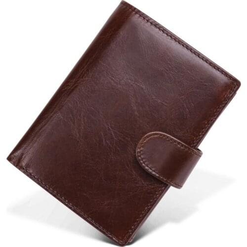 Men Wallet Genuine Leather Vintage Short Wallets Male Big Capacity Purse Coin Pocket Card Holder Short Wallet Male Gift
