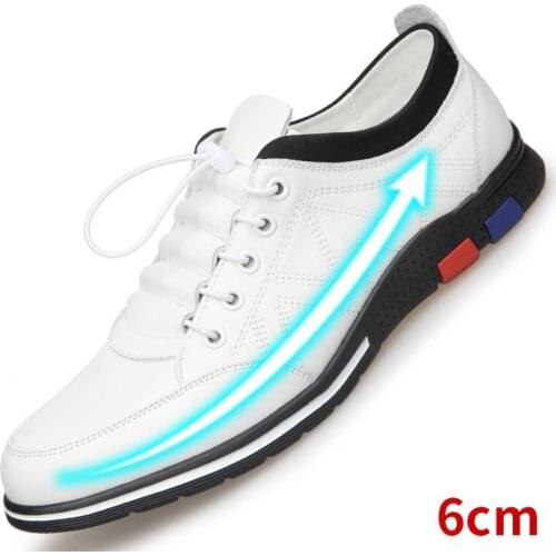 Men Casual Shoes Flat Fashion Increased Internal 6 CM Autumn Spring Leather Driving Loafers Male Slip On Outdoor Work Business