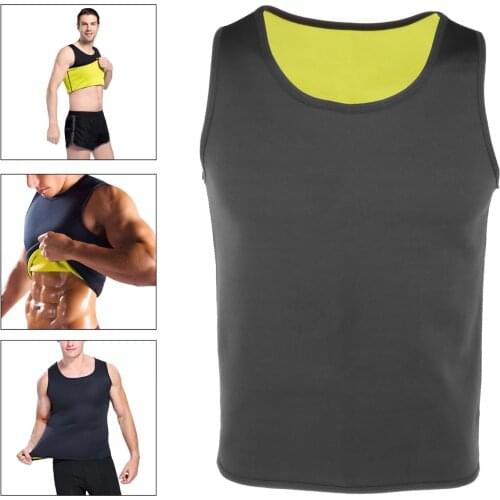 Mens Sauna Vest Waist Trainer Hot Sweat Tank Top Tummy Control Fat Burner Shirt for Gym Home Workout Fitness