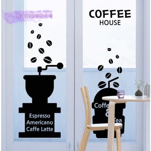 Coffee Shop Sticker Bean Milk tea Decal Cafe Cup Poster Vinyl Art Wall Decor Mural Decoration Break Bread Coffee Glass Decals