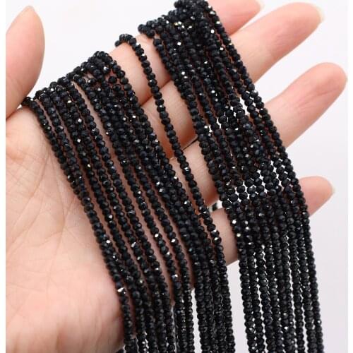 Natural Bright Quality Black Spinel Faceted Loose Beads for Women Jewelry Making DIY Bracelet Necklace Accessories 3x4mm 14