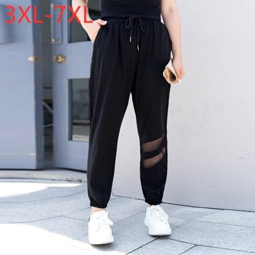 New 2021 Ladies Spring Autumn Plus Size Jogger Pants For Women Large Loose Black Belt Sports Trousers 3XL 4XL 5XL 6XL 7XL