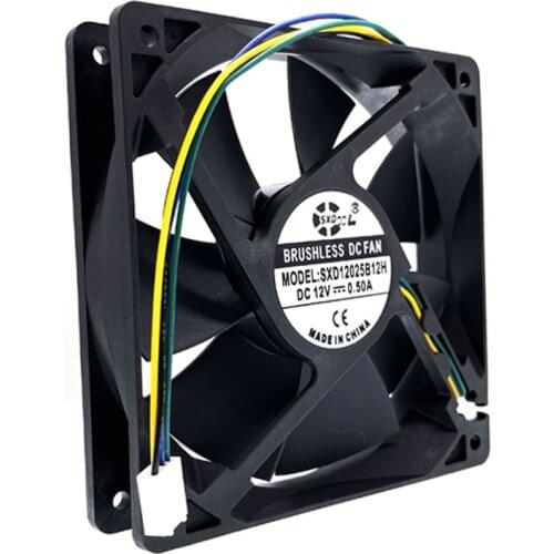 New 120mm 12025 DC 12V 0.50A PWM PC CPU Cooling Fan 120x120x25mm Dual Ball Bearing 3300 Rpm,High Speed Replace Delta AFB1212SH