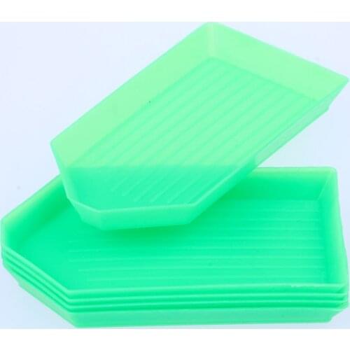 5pcs Plastic Round Or Green Rectangular Rhinestone Tray Tool Acrylic Plate Case Storage Nail Art Diy Rhinestones Tray Container