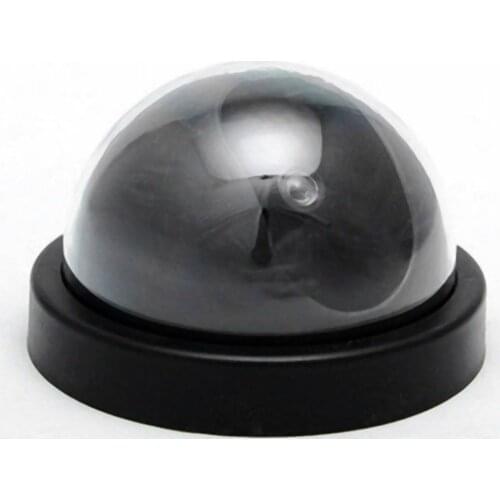 Black Plastic Smart Indoor/Outdoor Dummy Home Dome Fake CCTV Security Camera with Flashing Red LED Light