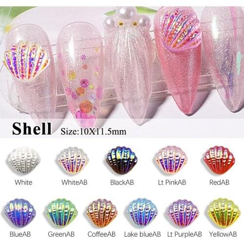 New sale Mermaid Shells 10X11.5mm 3D Art Design Symphony Colorful Resin Decoration DIY Nail art accessories