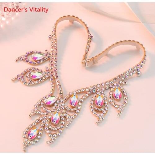 Belly Dance Necklace Rhinestone Chain Oriental Dancing Female High-End Diamond-Studded Stage Performance Accessories