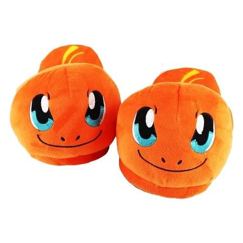 Winter Warm Orange Small Dragon Cartoon Slippers Unisex Couples Slippers Pattern Plush Shoes Women Men Home House Slippers Gifts
