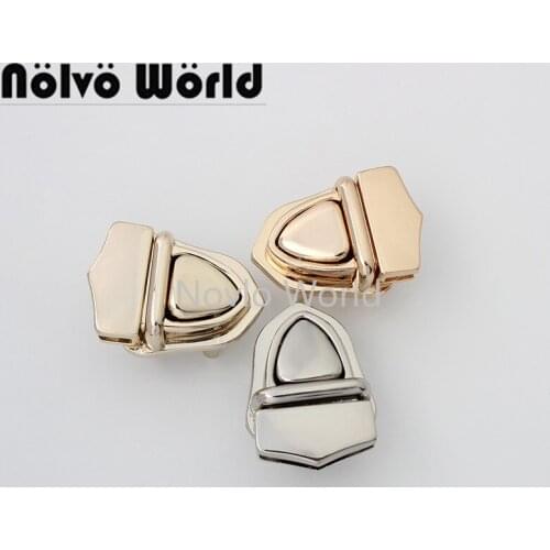 10-30 pieces 5 colors 36X26mm triangle metal leather bag lock push locks for handbags women bag sewing on sell