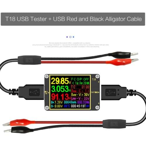 USB tester T18 digital dc power volt meter voltmeter ammeter Current voltage doctor 1.8" qc2.0 PD3.0 18 in 1 detector