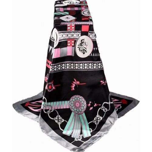 Fal/Win NEW Lotus Medal Malaysia Satin square Hairband hijab cool shawl ladies foulard femme headband hair bufanda mujer shawl