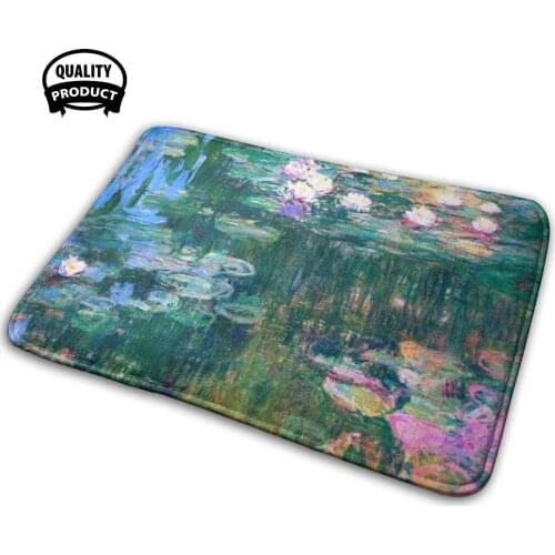 Water Lilies 3D Household Goods Mat Rug Carpet Cushion Claude Water Lilies Water Oil Ism Flowers Floral Lake France French Pond