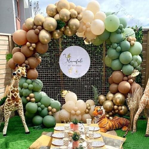 145pcs Blush Nude Coffee Balloon Garland Wedding Decor Sage Green Chrome Gold Balloon Arch DIY Birthday Party Easter Decoration
