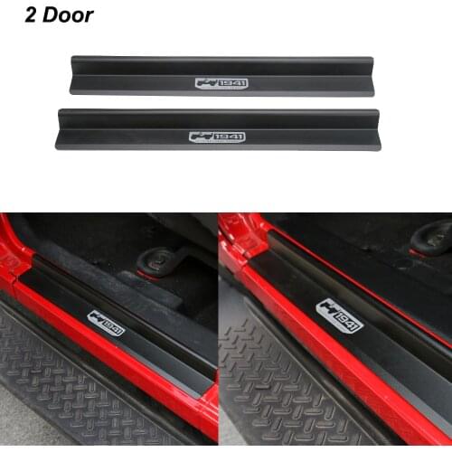 Door Sill Car Pedal Guards Cover Aluminum Alloy -Black Door Step Sill Scuff Plate Protectors for Jeep Wrangler JK 2/4 Door 07-18