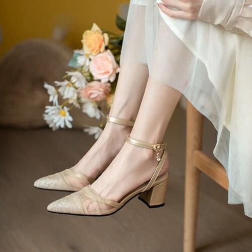 Women shoes 2021 female sandals Korean fashion pointed high heels sexy sweet shallow Womens shoes plus size women shoes 31-43