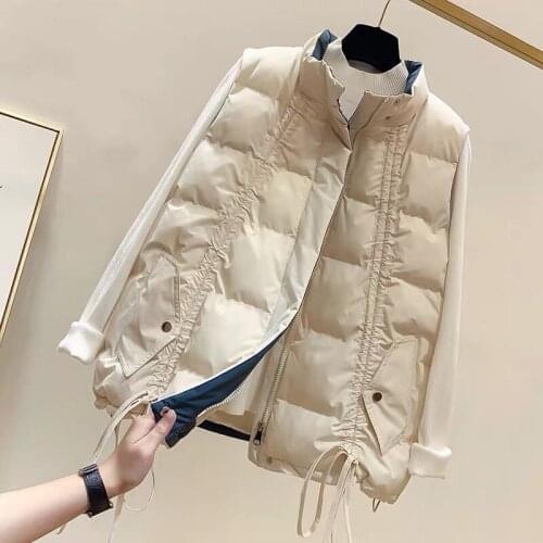 2020 Women Sleeveless Vest star Winter Warm Plus Size 2XL Down Cotton Padded Jacket Female Veats Mandarin Collar Sleeveless Wais