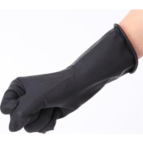 1Pair Hairdressing Gloves Salon Barber Thicker Rubber Gloves Reusable Hair Dyeing Coloring Gloves Black Glove Hair Styling Tools