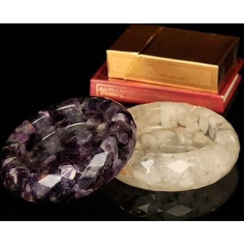 1PC crystal clear ashtray high quality household mineral Nordic shelf crystal amethyst agate home decoration ornaments DIY gift
